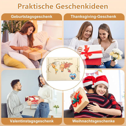 Hochzeitsgeschenk Geld Weltkarte Holz Grußkarte Verpackung