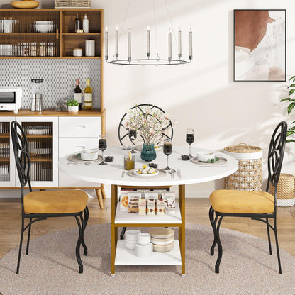 Runder Esstisch mit Ablage | 120x75cm | Weißgold | Esszimmer Küchentisch