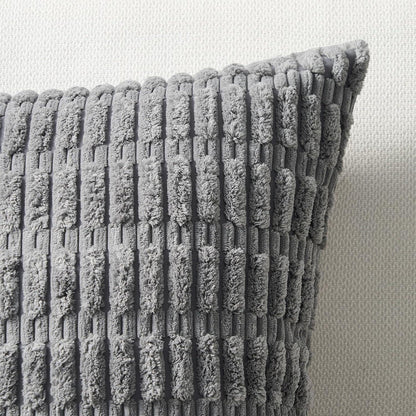 Topfinel 4er Set Kissenbezug 30x30 cm Grau Kordsamt Sofa