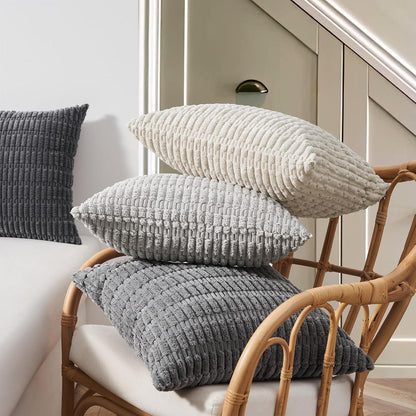 Topfinel Set Kissenbezug 30x30 cm Grau Kordsamt Wohnzimmer Schlafzimmer