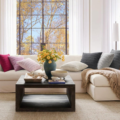 Topfinel 4er Set Kissenbezug 35x35 cm Grau Kordsamt Dekokissen Sofa Schlafzimmer Wohnzimmer Kinderzimmer Beigegrau