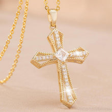Goldene Kreuzkette Damen Halskette Hypoallergen 18K