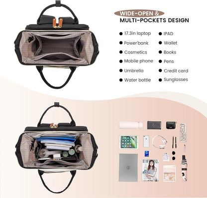 LOVEVOOK Damen Rucksack Laptop 17.3 Zoll Schulrucksack Mädchen Teenager Wasserdicht