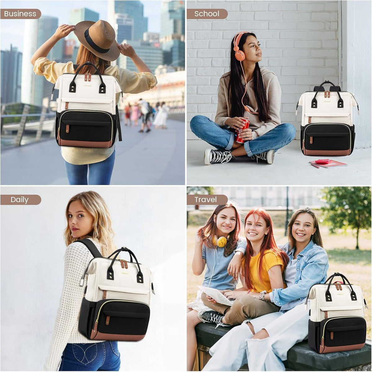 Rucksack Damen 17.3 Zoll Laptop Schulrucksack Mädchen Wasserdicht Uni