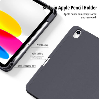iPad Hülle mit Stifthalter, dreifach faltbar, Auto Schlafen/Wachen, Dunkelgrau