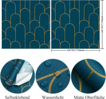 Selbstklebende Tapete Gold Türkis Geometrisch 44CM×10M