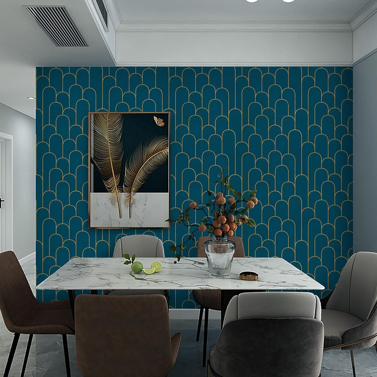 Selbstklebende Tapete Gold und Türkis Geometrisch 44CM×10M CiCiwind