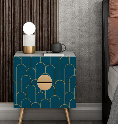 Selbstklebende Tapete Gold Türkis Streifen 44CM×10M Möbelfolie