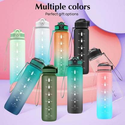 1 Liter Sport-Wasserflasche mit Strohhalm und
