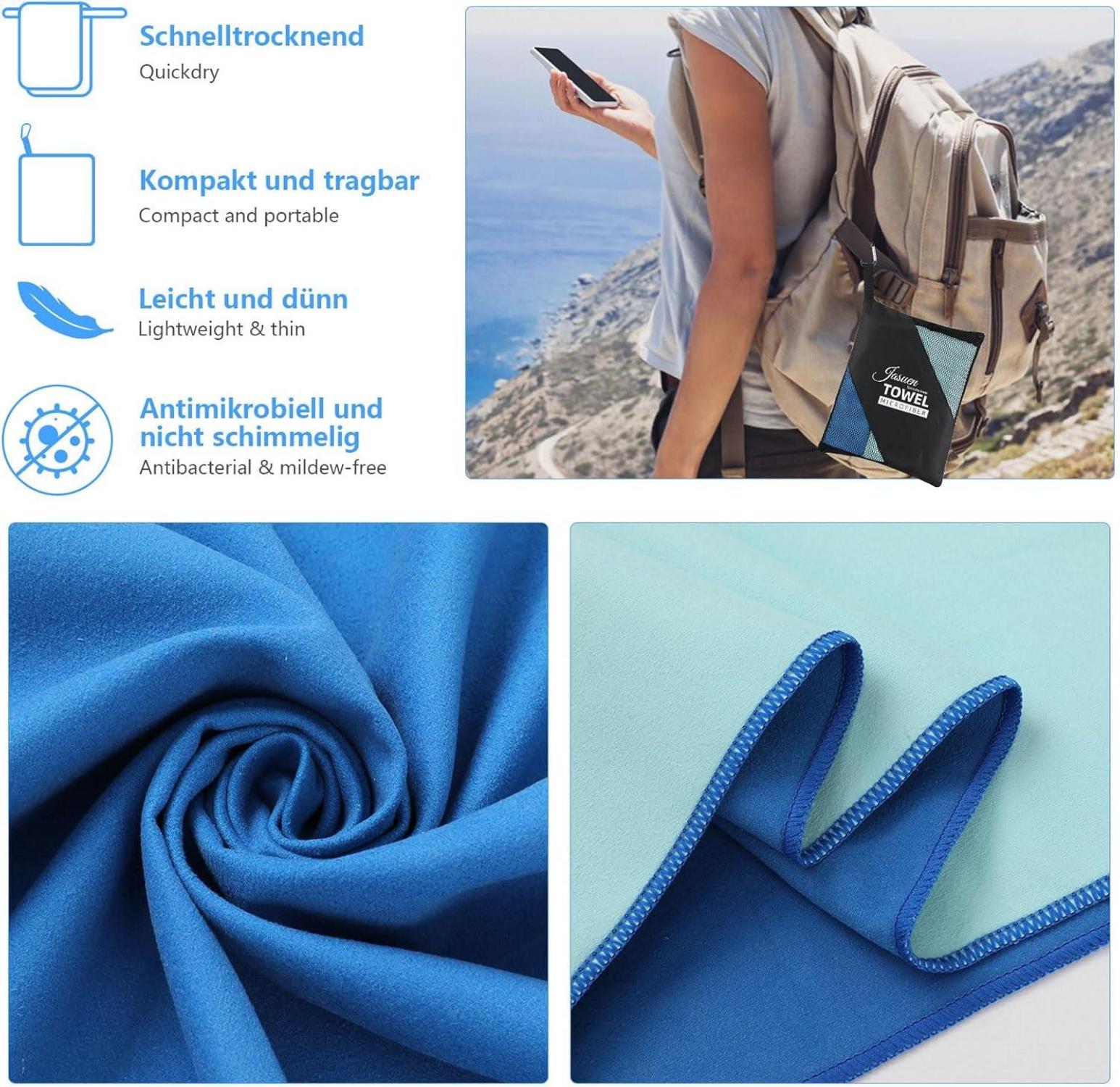 Mikrofaser Handtuch Set Sporthandtuch Reisehandtuch Strandtuch 2 Stück