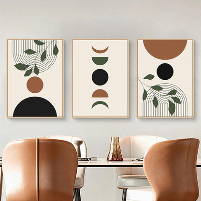Abstraktes Poster Set 3er-Set Grün Wanddeko Wohnzimmer Schlafzimmer
