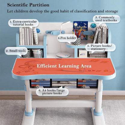 Kinder-Schreibtisch-Stuhl-Set höhenverstellbar Cartoon-Muster ergonomisch