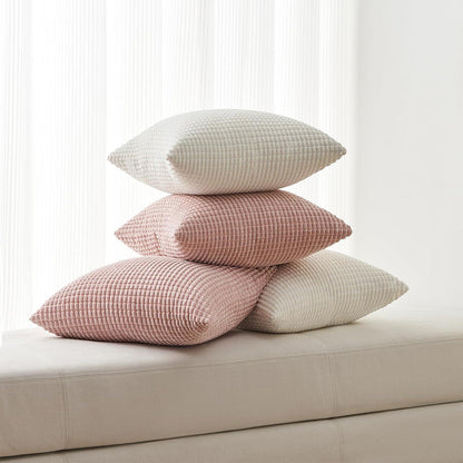 Kissenbezug 40x40 Creme Weiß 4er Set Cord körnig Deko Sofakissen
