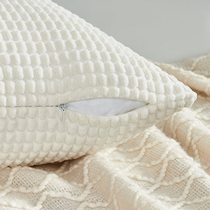 Kissenbezug 40x40 Creme Weiß 4er Set Cord körnig Sofakissen Couchkissen