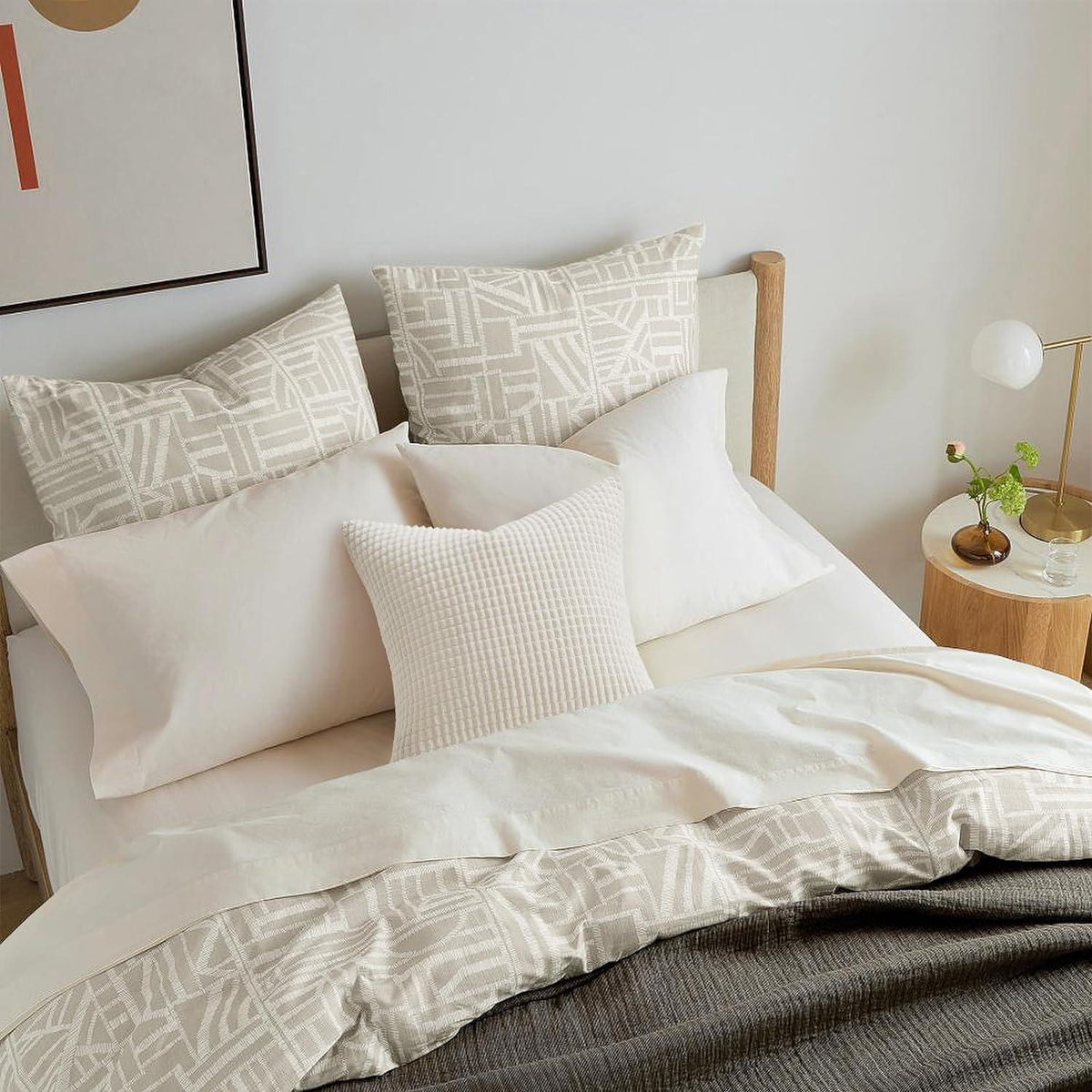Kissenbezug 40x40 Creme Weiß 4er Set Cord körnig Dekokissenbezüge