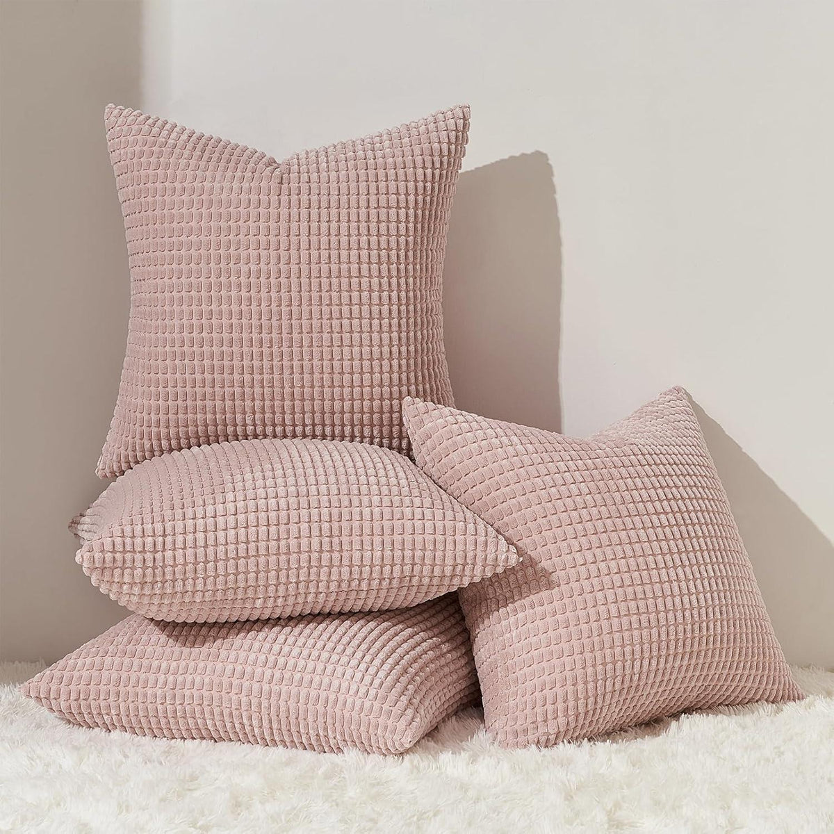 Kissenbezug 50x50 4er Set Cord körnig Dekokissenbezüge Sofa