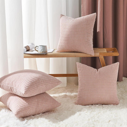 Topfinel Kissenbezug 50x50 Rosa 4er Set Cord Dekokissen für