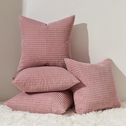 Set Kissenbezug Rosa 40x40 Cord 4er Pack - Weiches Dekokissen für Sofa