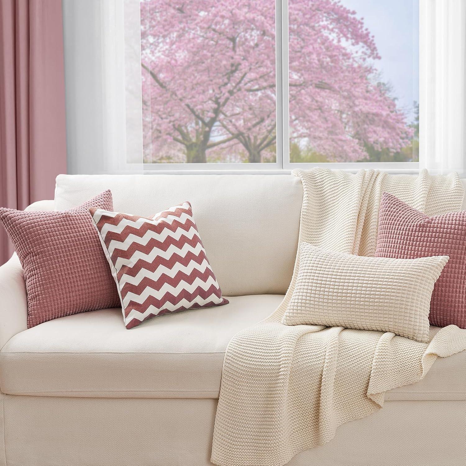 Kissenbezug 40x40 Rosa 4er Set Cord körnig Deko Sofakissen Schlafzimmer