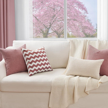 Kissenbezug 40x40 Rosa 4er Set Cord körnig Deko Sofakissen Schlafzimmer