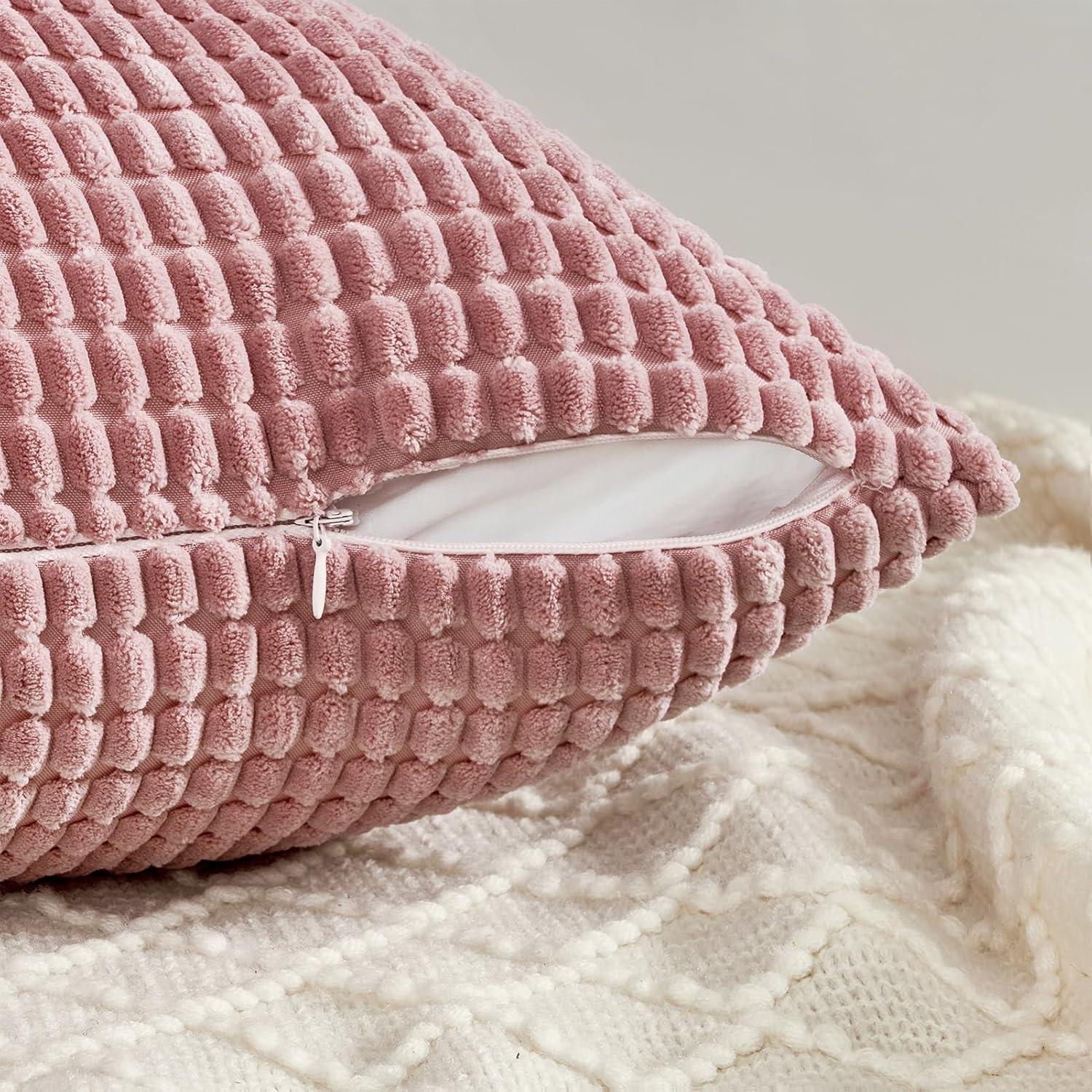 Kissenbezug 40x40 Rosa 4er Set Cord körnig Kissenhülle Dekokissen