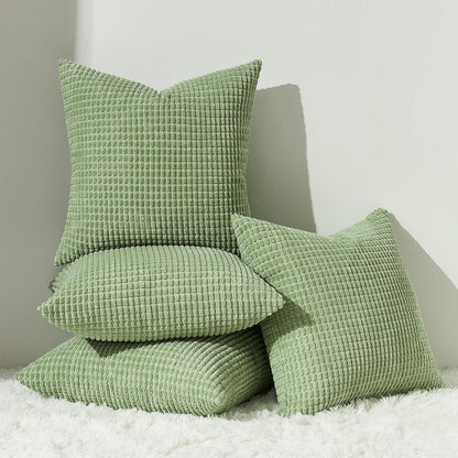 Kissenbezug 4er Set 45x45 Grün Kordsamt Cord Dekokissen Sofa