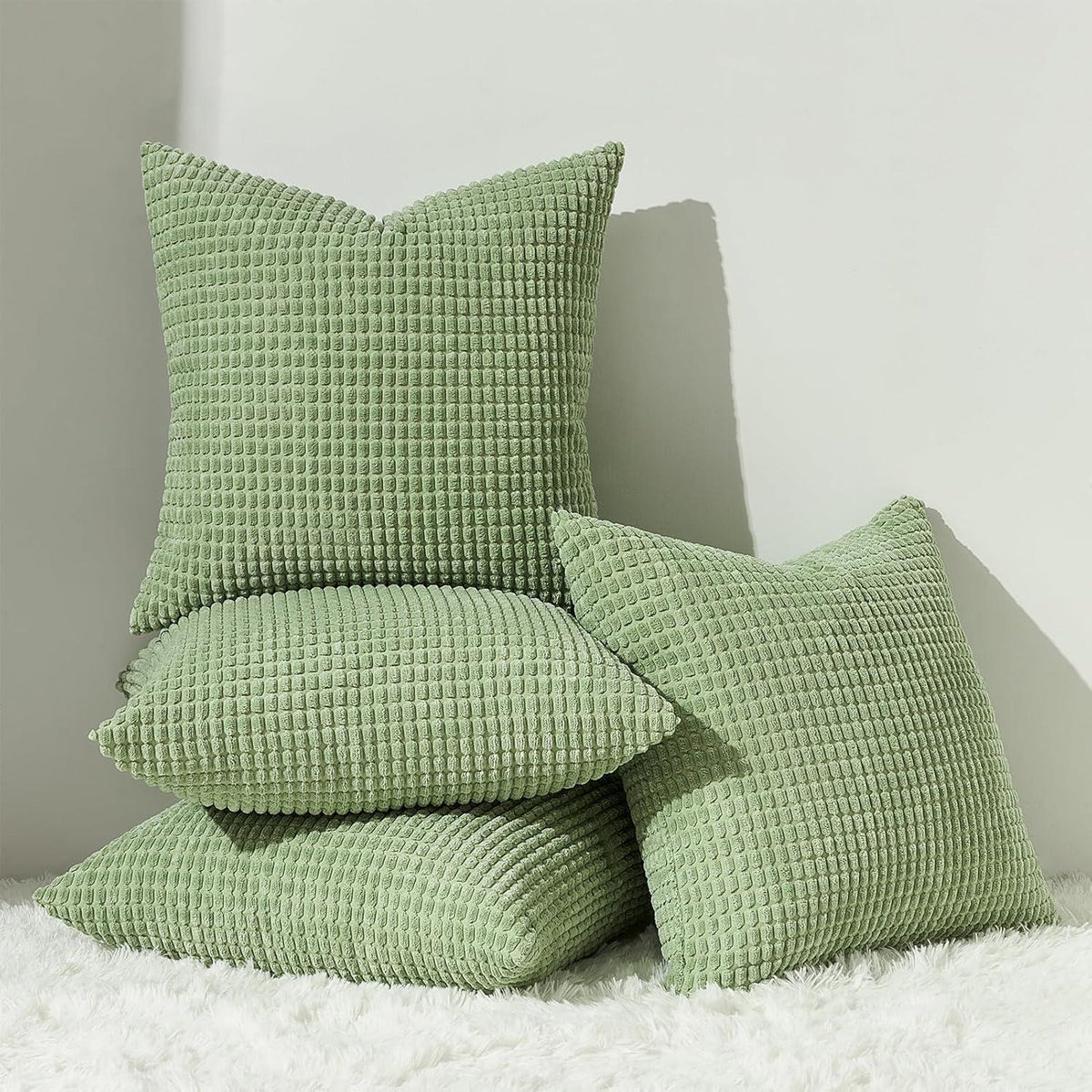 Dekokissenbezug Set 40x40 Grün Kordsamt 4er Pack SEO