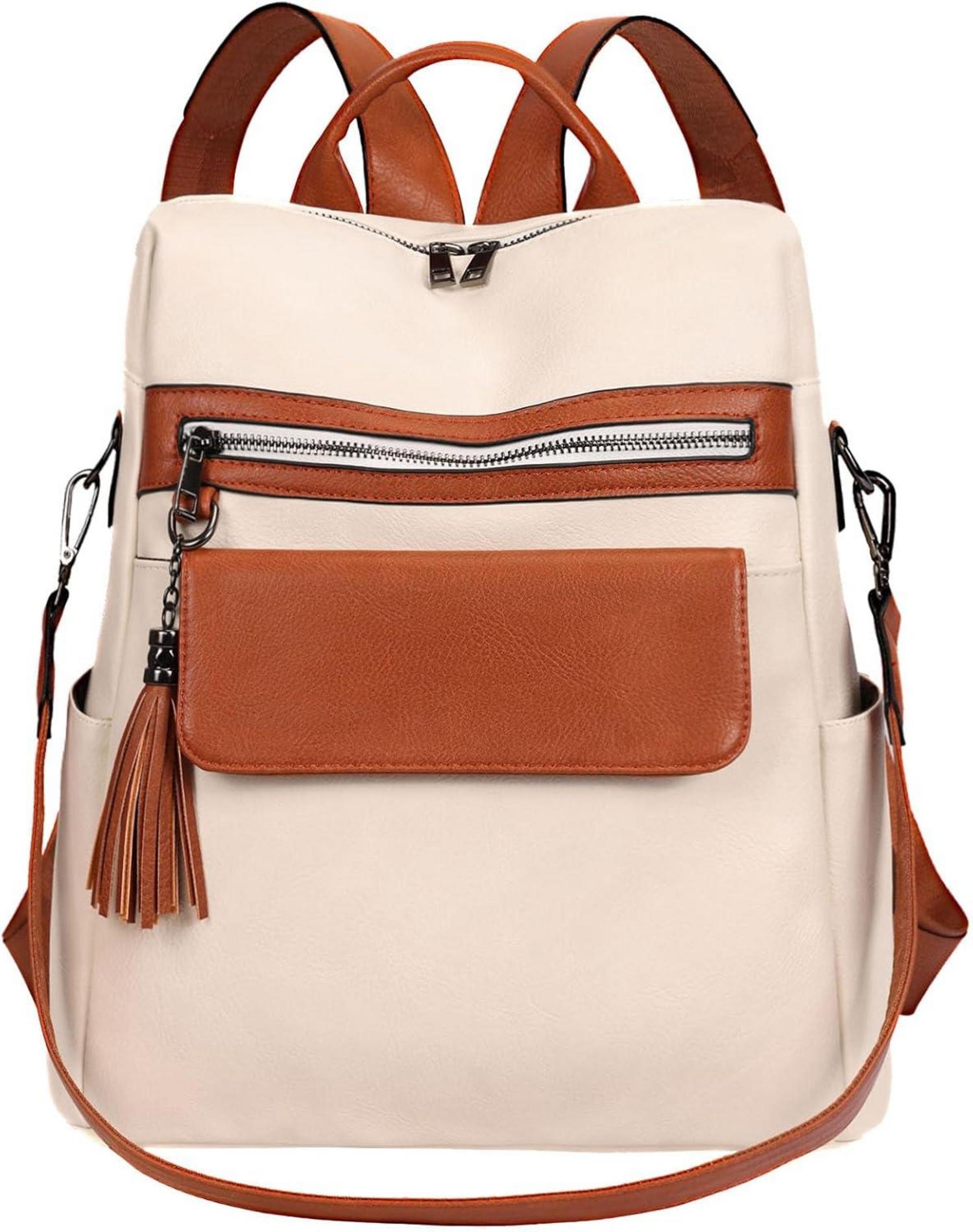 Damen Cityrucksack Elegant Lederrucksack Wasserdicht 2in1 Backpack