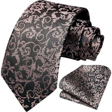 Herren Krawatte & Einstecktuch Set Grau Rosa Formell Hochzeit