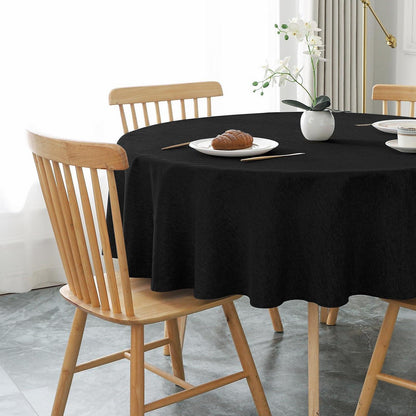 Runde Tischdecke Schwarz Leinenoptik 180cm – Abwaschbar & Kratzfest