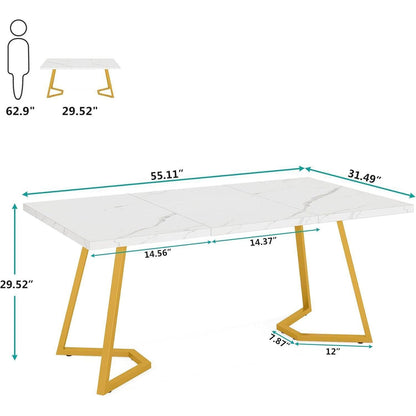 Weiß-Goldener Schreibtisch 140x80cm – Modernes Home Office