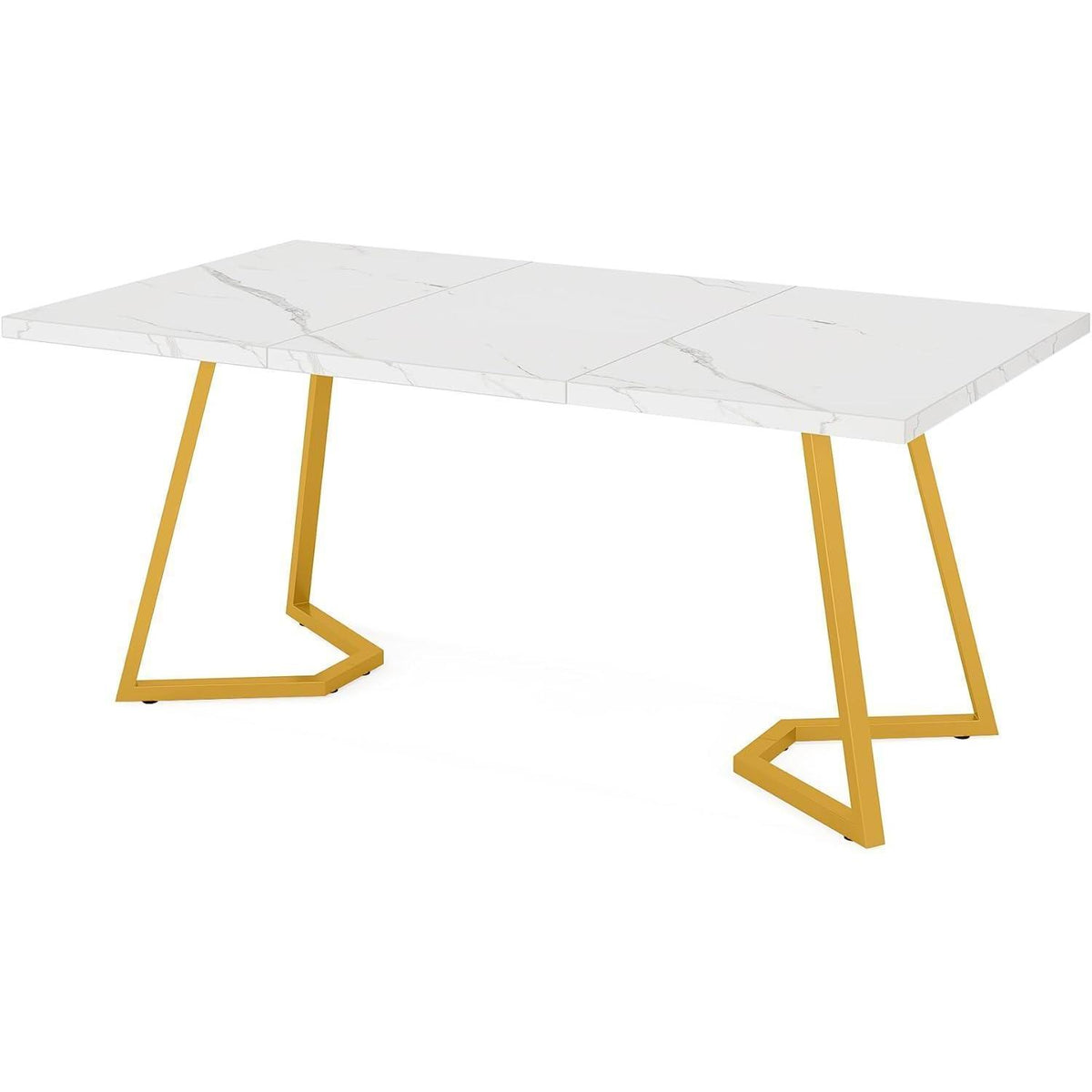 Weiß-Goldener Schreibtisch 140x80cm – Modernes Home Office