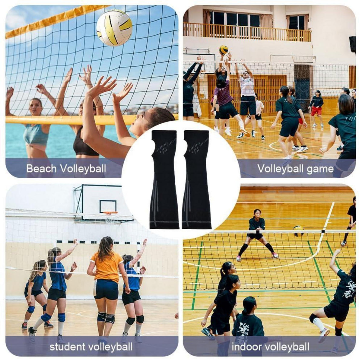 Volleyball Armschoner mit Silikonstreifen – Schwarz