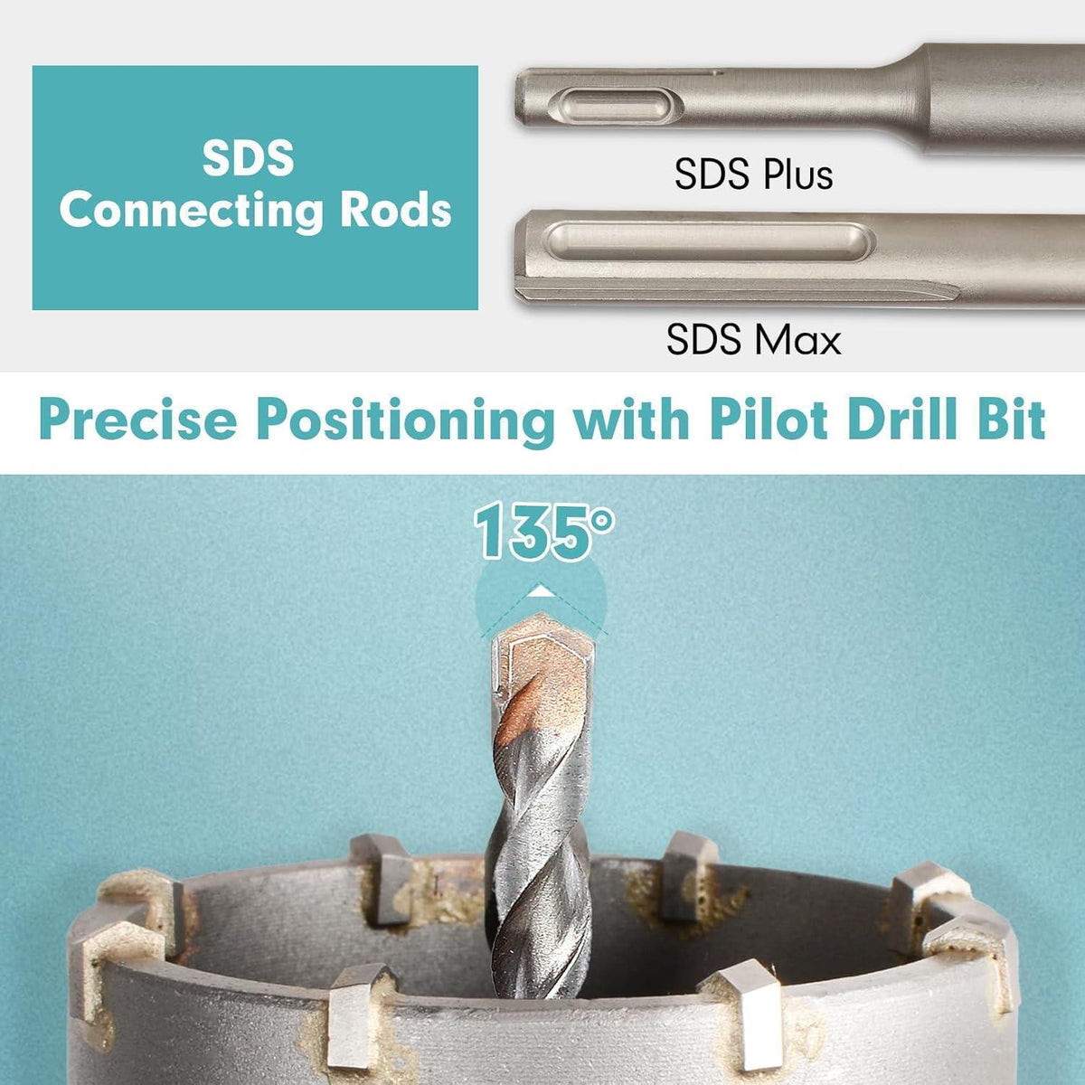 Bohrkronen Set SDS Plus/Max für Beton & Mauerwerk, 5 Größen