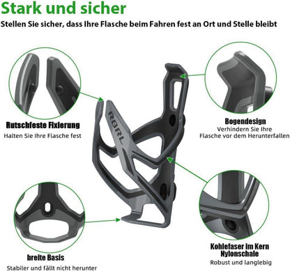 RBRL Flaschenhalter für Fahrrad - Trinkflaschenhalter mit Halterung für Mountainbike, Rennrad, Kinderwagen - Grau