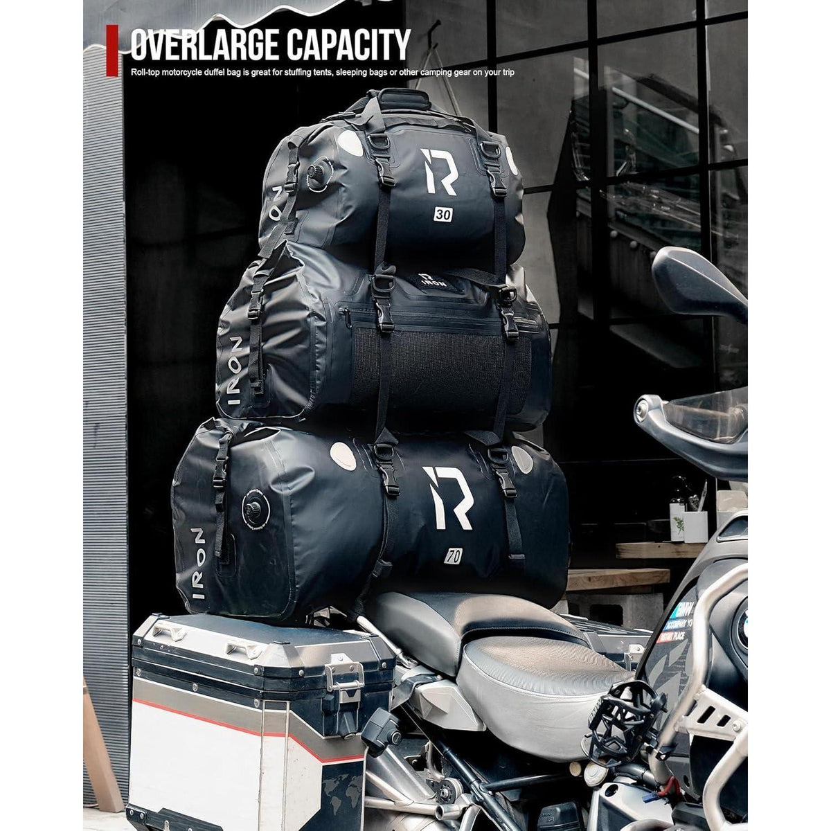 Wasserdichte Motorrad Gepäckrolle 70L – Vielseitige Hecktasche