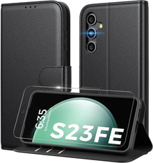 Handyhülle Samsung Galaxy S23 FE mit Panzer Schutz Glas Schwarz