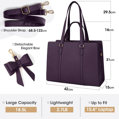 Handtasche Damen Schwarz groß 15.6 Zoll Laptoptasche PU
