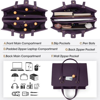 Schwarze Handtasche Damen Große Laptoptasche PU Leder Umhängetasche