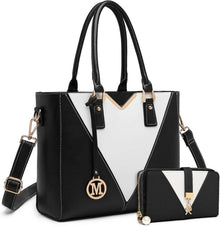 Damen Handtasche Schwarz V-förmiges Design mit abnehmbarem