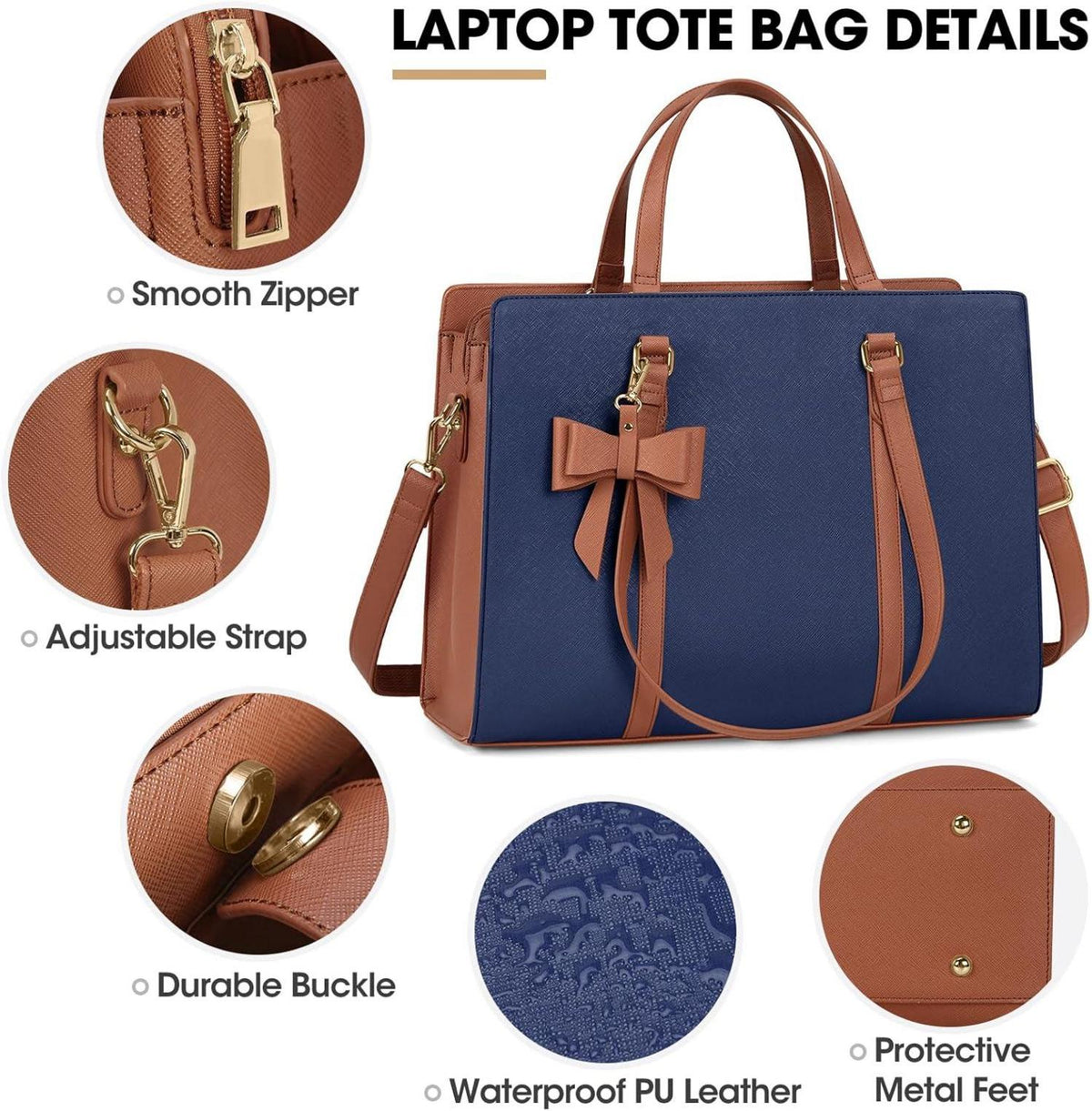 Große Damen Handtasche Schultertasche Laptoptasche PU Leder Schwarz Elegante