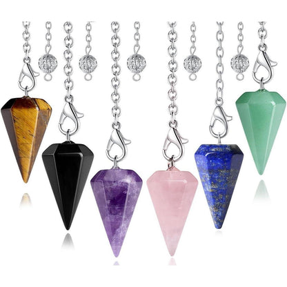 Kristall Pendel Set 6 Edelsteine mit Kette für Esoterik & Reiki