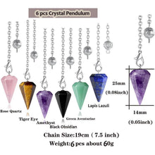 Kristall Pendel Set 6 Edelsteine mit Kette für Esoterik & Reiki