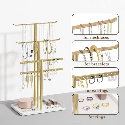 Schmuck Organizer 37cm 4 Ebenen Schmuckaufbewahrung Gold