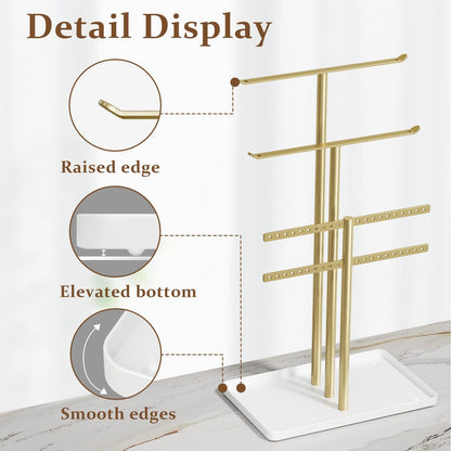 Schmuck Organizer Schmuckständer 37cm 4 Ebenen Aufbewahrung Gold