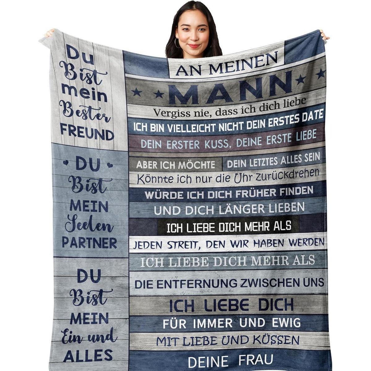 Flanell-Decke "Ich Liebe Dich" für den Ehemann, 150x130cm