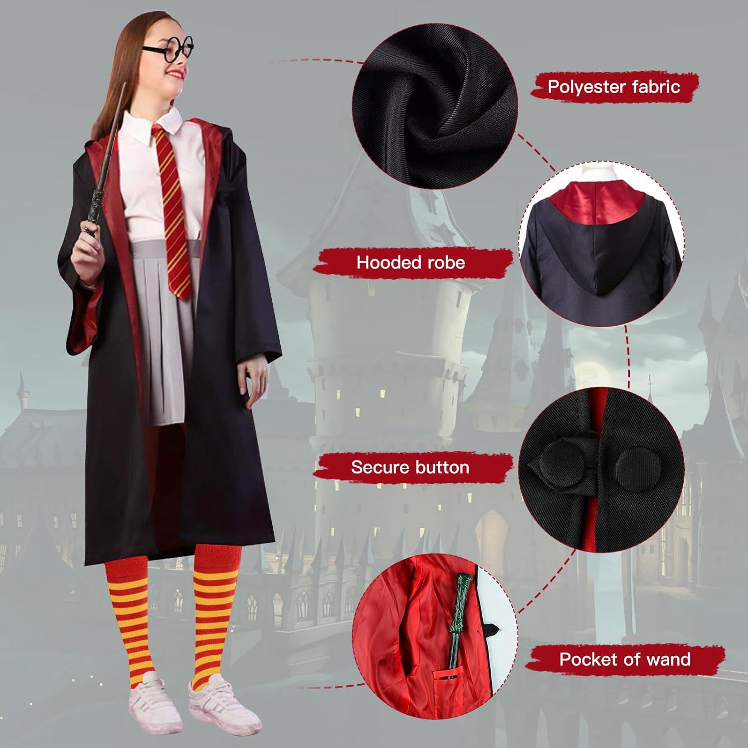 Zauberer Cosplay Kostüm Damen 8 Pcs Harry Outfit Halloween Karneval XL