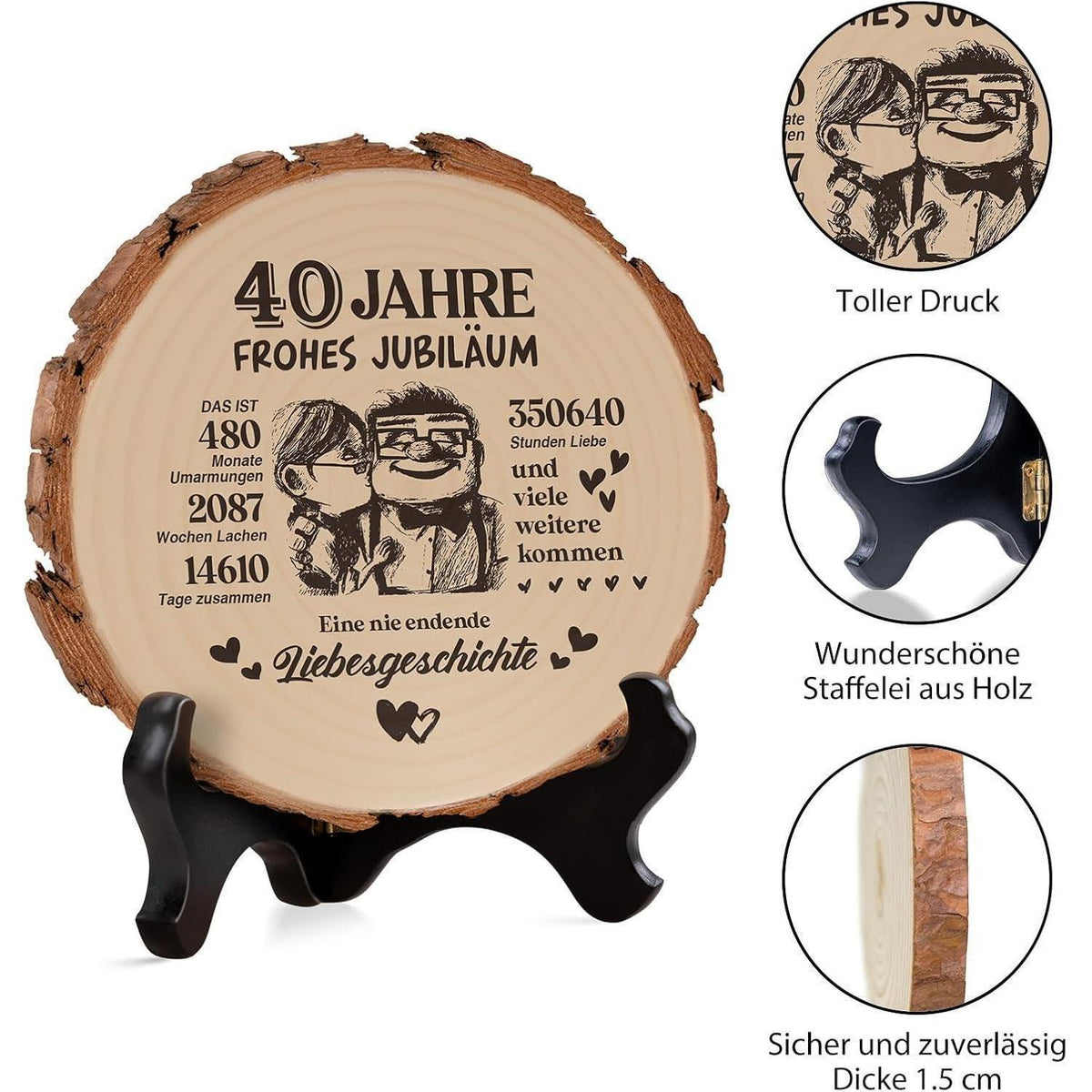 Holzschild 40. Hochzeitstag Geschenk für Paare