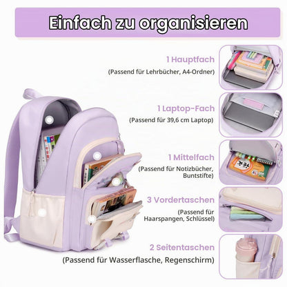 Schulrucksack Mädchen Lila – Komfortabler Kinderrucksack 3.-7. Klasse