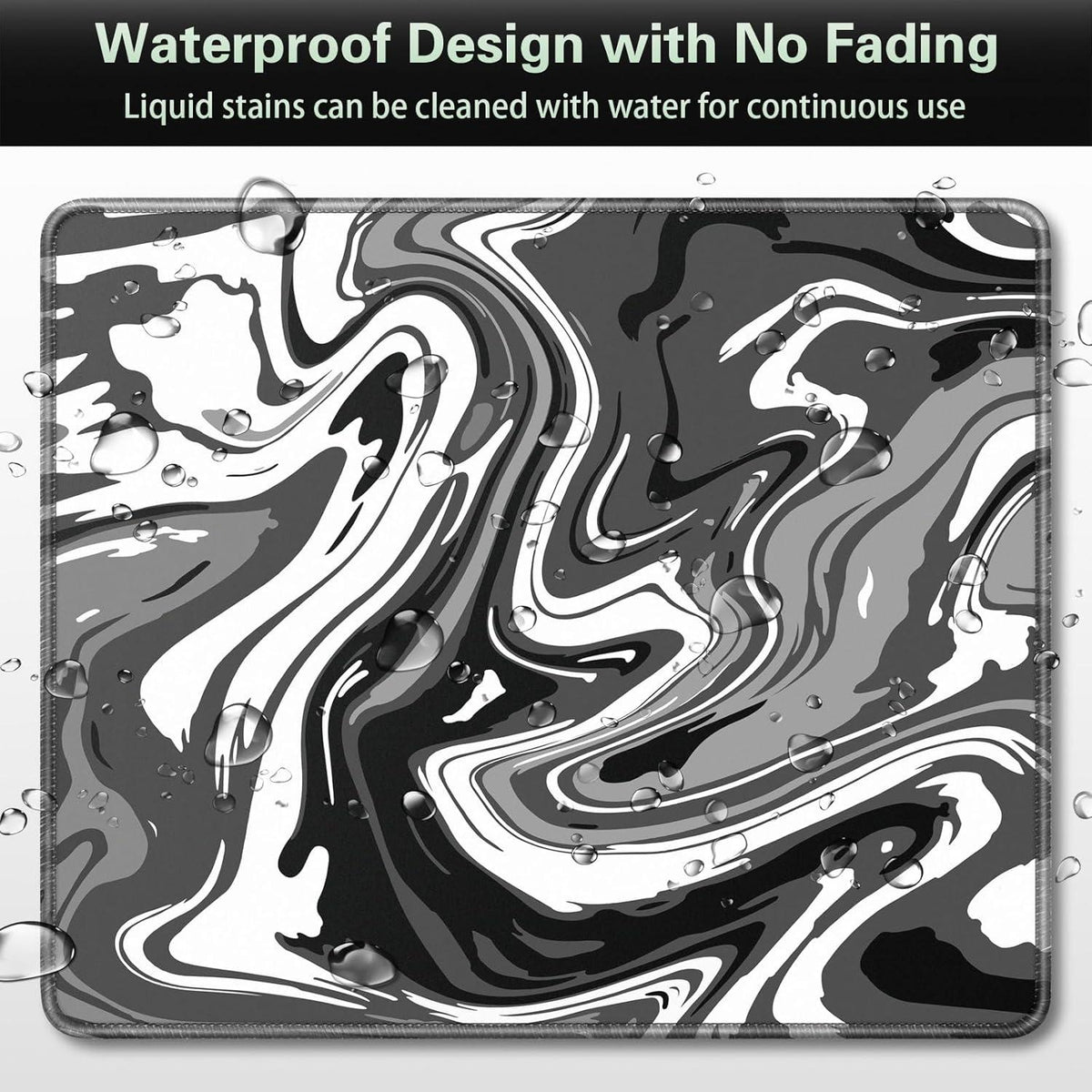 Mauspad 240x200mm Fluid Art Mouse Pad Klein Wasserdicht Schwarz-Grau